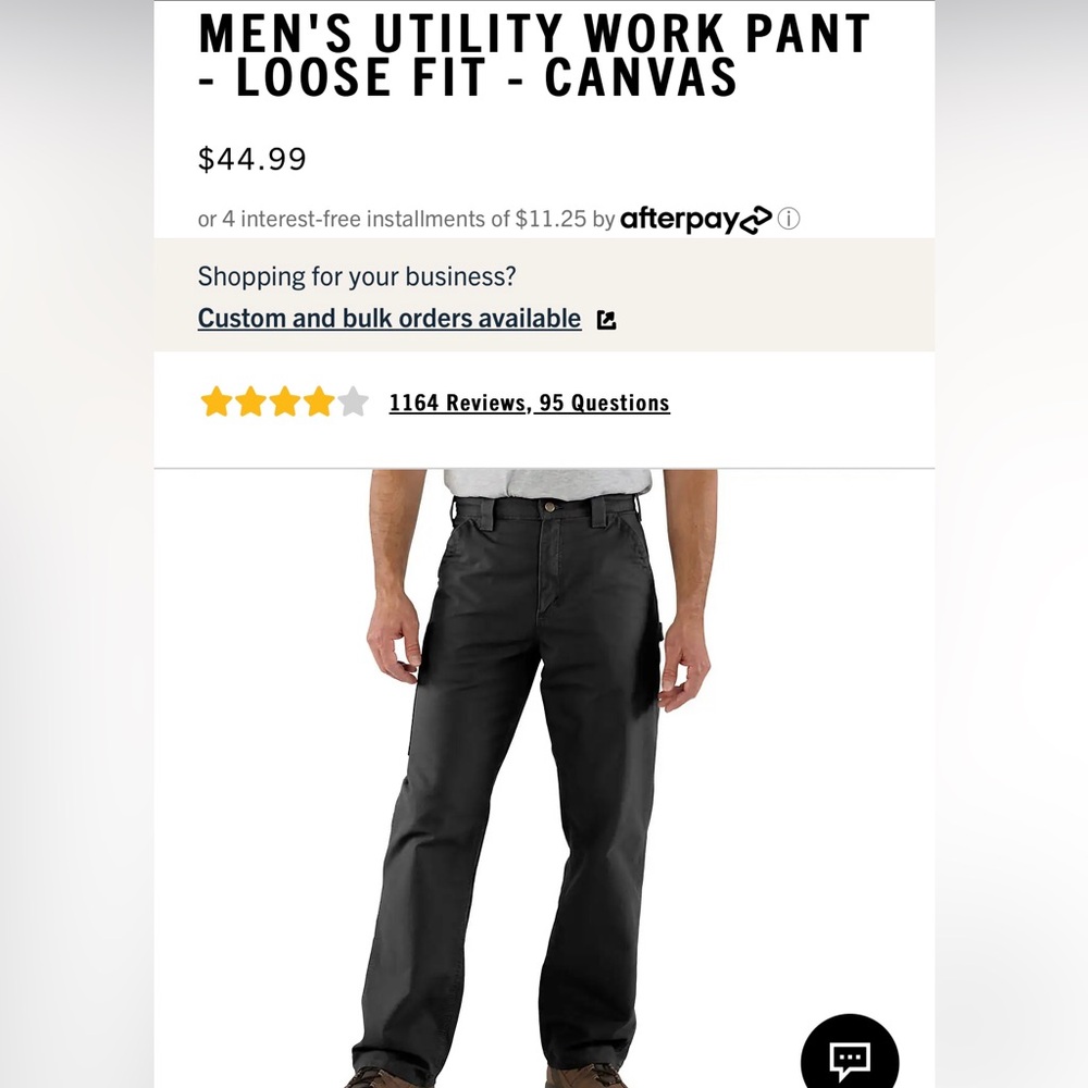 Carhartt Loose Fit Canvas Utility Work Pant NWT